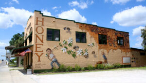 Mural con imágenes de colmenas de abejas en Labelle, Florida