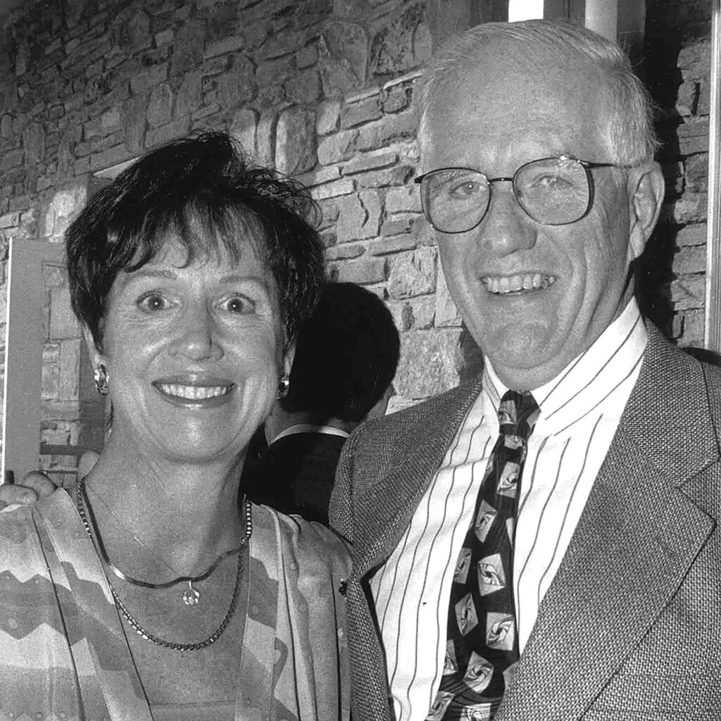 a black and white Image of Dr. Robert E. Wright and his late wife, Carole