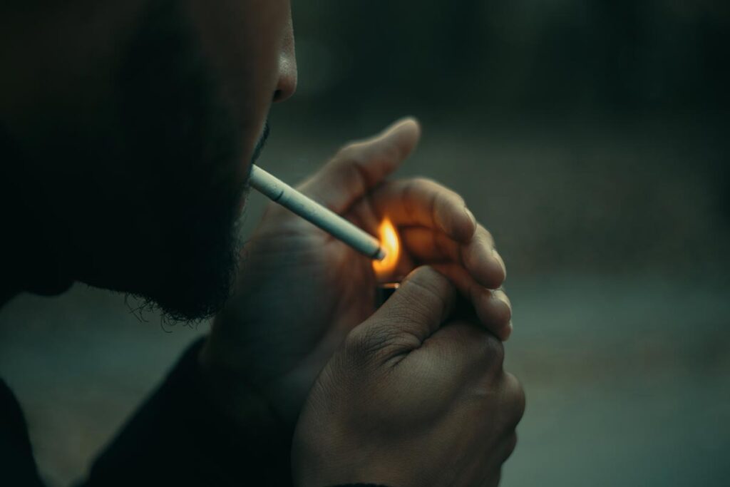 Person smoking a cigarette