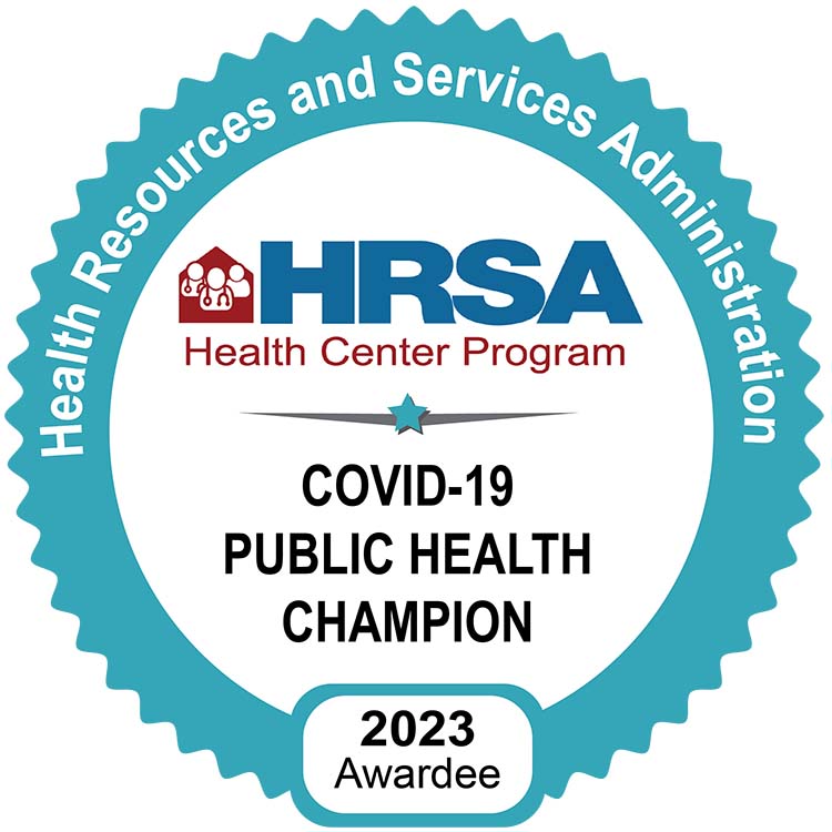 COVID-19 Public Health Champion HRSA Badge
