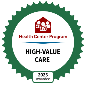 HRSA High-value care badge with green trim