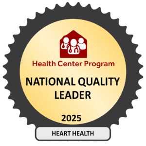 HRSA badge heart health in gold