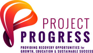 Project Progress logo with purple and orange colors