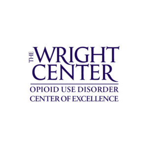 Opioid Use Disorder Center of Excellence logo with white and blurple colors