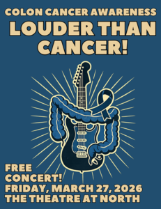 Colon cancer awareness concert poster