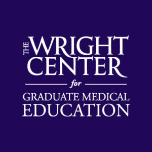 The Wright Center for Graduate Medical Education logo on a blue background
