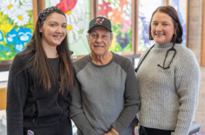 Rush Township resident Elmer “Butch” Richie, center, a patient at The Wright Center for Community Health Tunkhannock, meets with his care team, Jocelyn Griffin, LPN care coordinator, left, and Mallory Racoski, a board-certified physician assistant.
