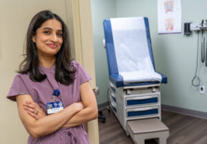 Dr. Pujita “Siri” Mallampalli in an exam room at The Wright Center for Community Health Wilkes-Barre