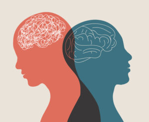Illustration of a double face representing mental health