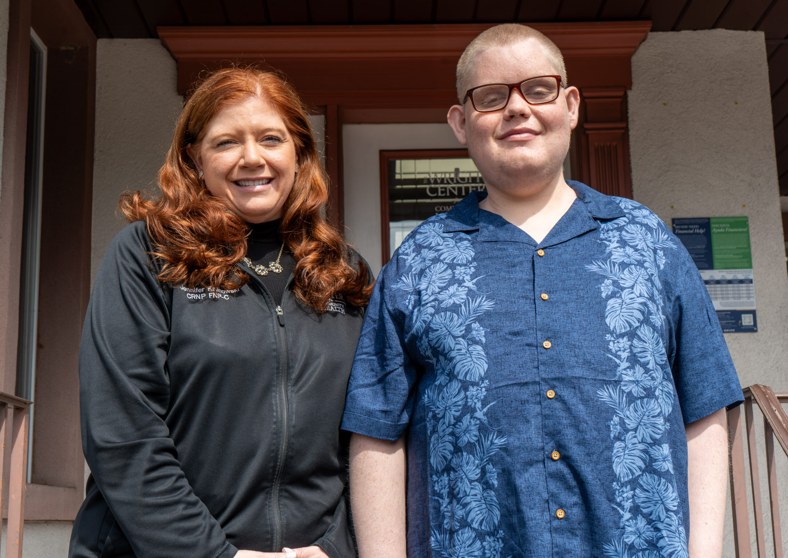 Jennifer Kalinowski, a board-certified registered nurse family practitioner, and her patient, Patrick Gallagher, at The Wright Center for Community Health North Scranton.