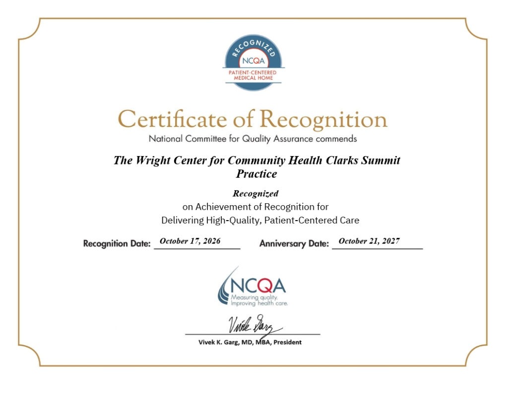 NCQA certificate - Clarks Summit